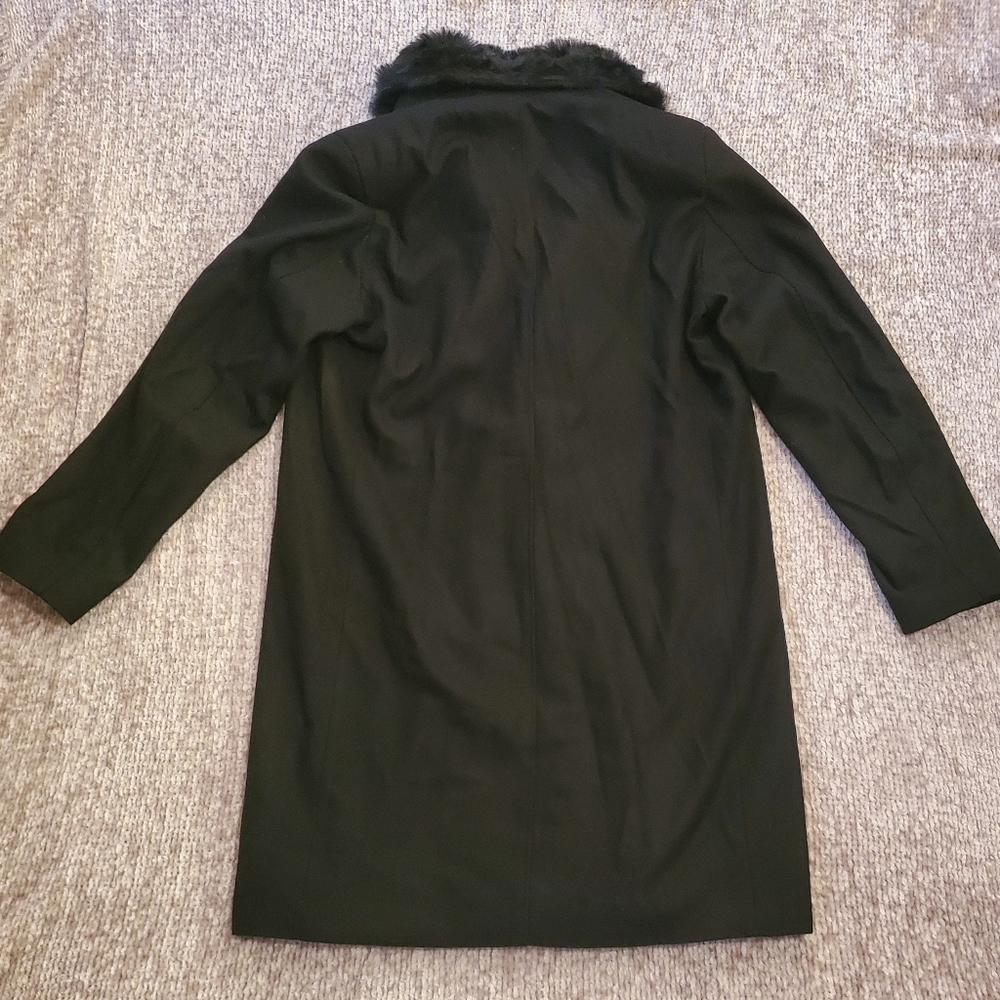 boohooMAN Double Breasted Wool Overcoat With Faux Fur Trim In Black - Picture 4 of 8
